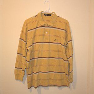 Long Sleeve Collard Shirt | Yellow with Stripes